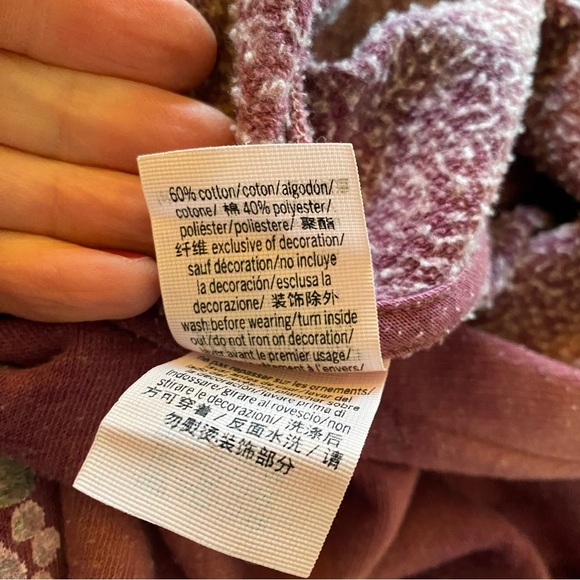 Hand Painted Floral Mandala Hoodie Womens Small Sweatshirt Pullover Pink Pocket - Picture 11 of 14